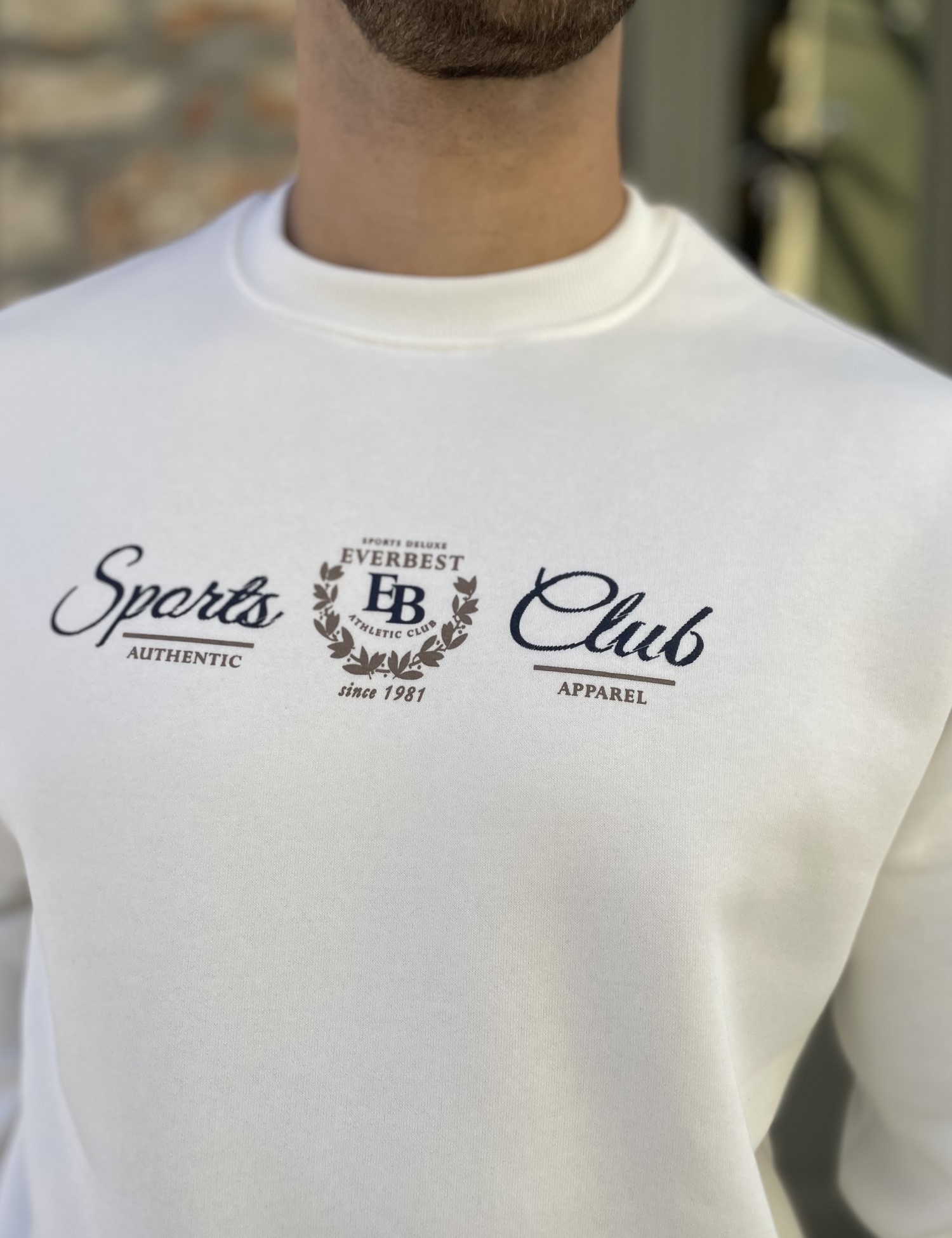 Everbest ανδρικό Plus Size λευκό φούτερ με τύπωμα 2610020 φωτογραφία